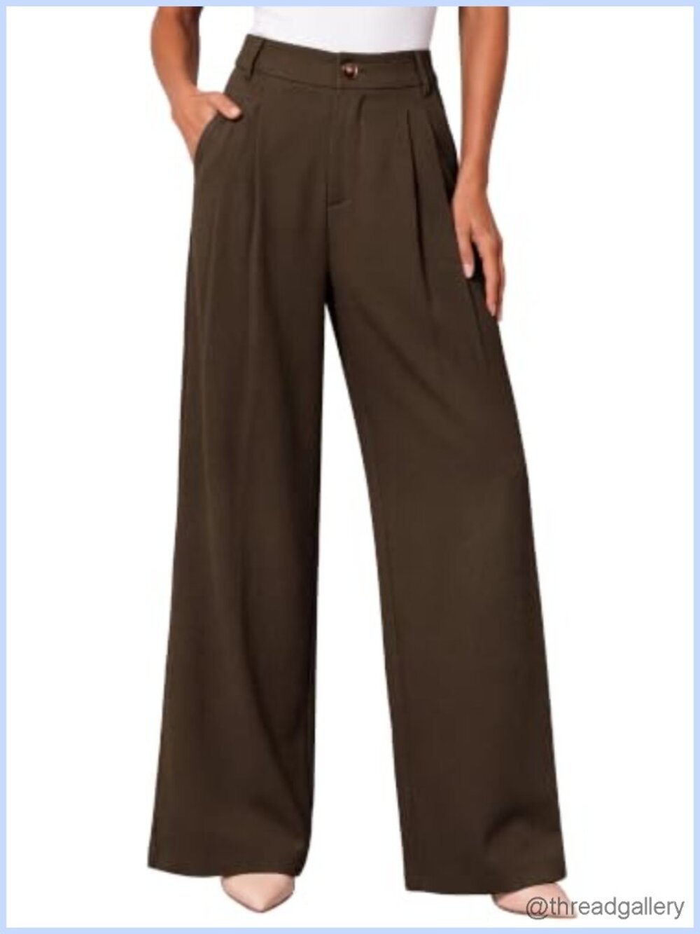 High Waisted Wide Leg Tailored Dress Pants Pleated Business Casual Trousers